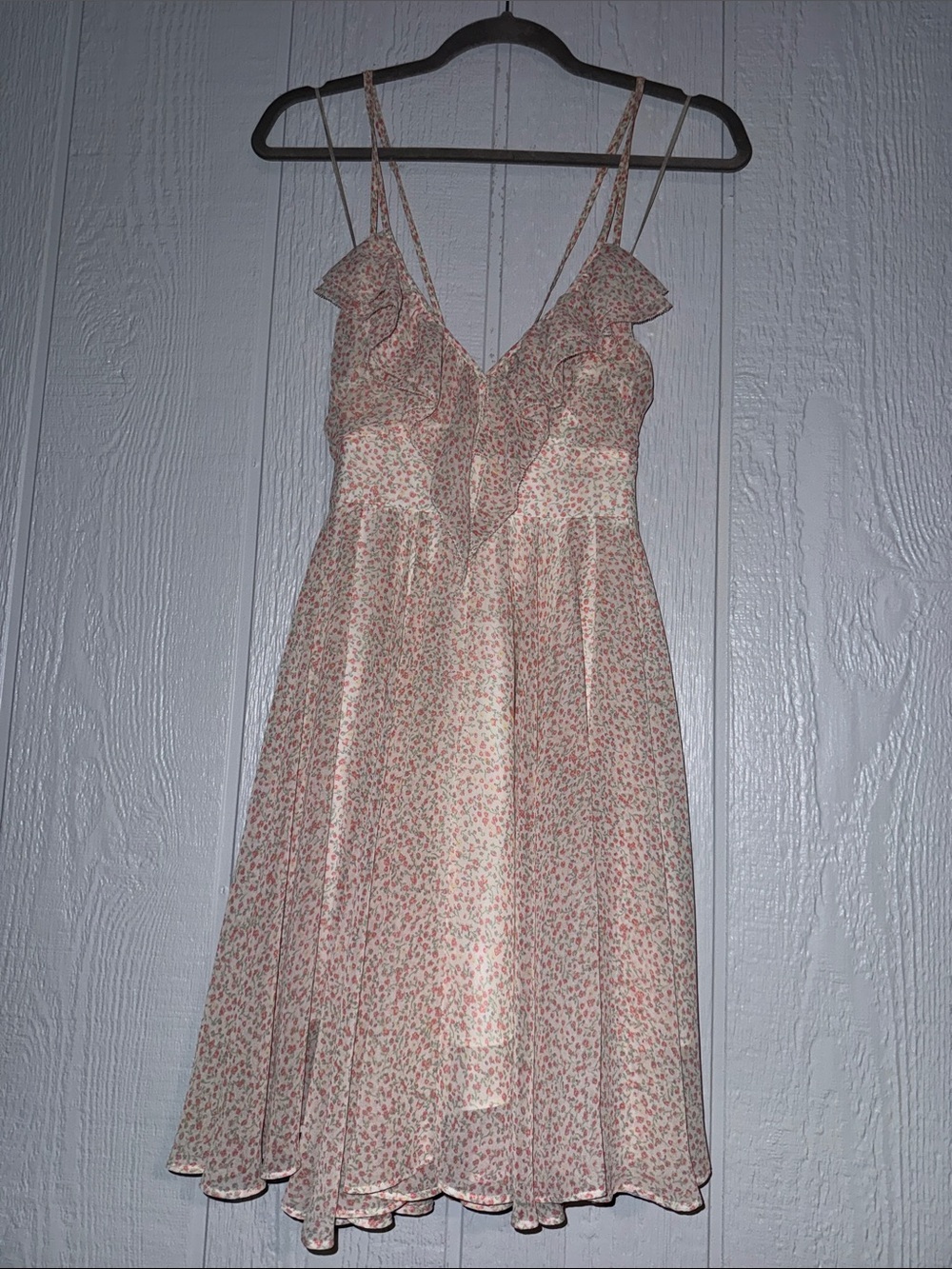 Guess Pink Floral Ruffle Midi Dress